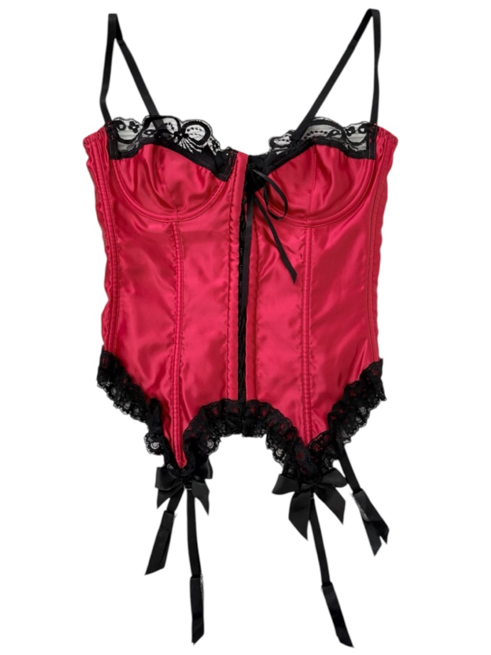 Frederick's of Hollywood Women's Red and Black Corset Bustier Top